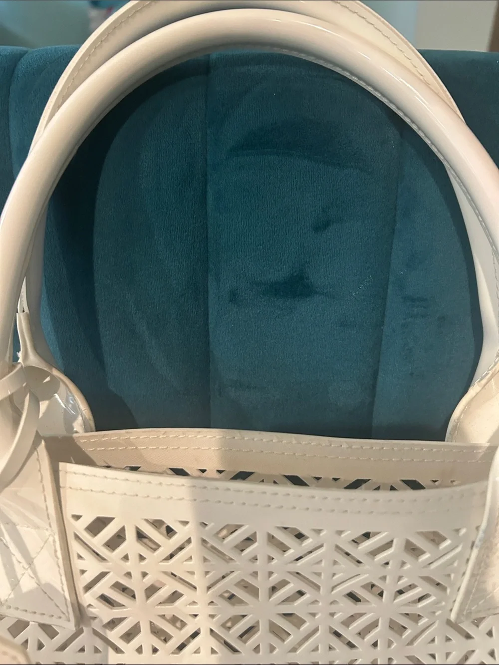 Tory Burch White Laser-Cut PVC Tote Bag in White NWOT